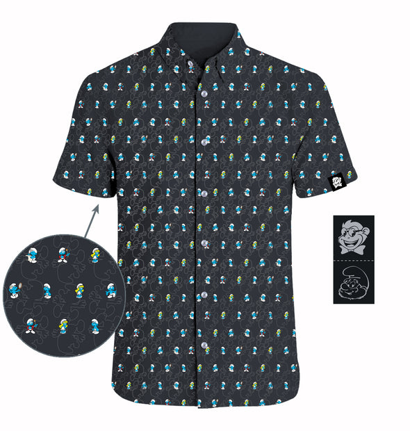 Smurfs Short Sleeve Button Up Shirt