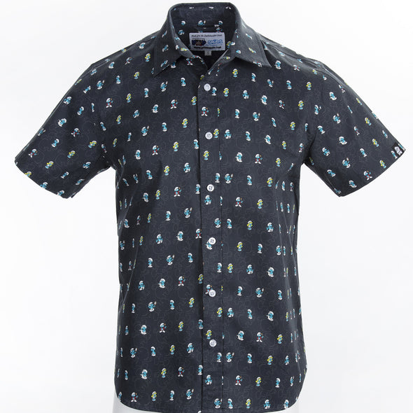 Smurfs Short Sleeve Button Up Shirt