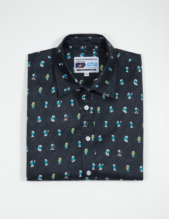 Smurfs Short Sleeve Button Up Shirt