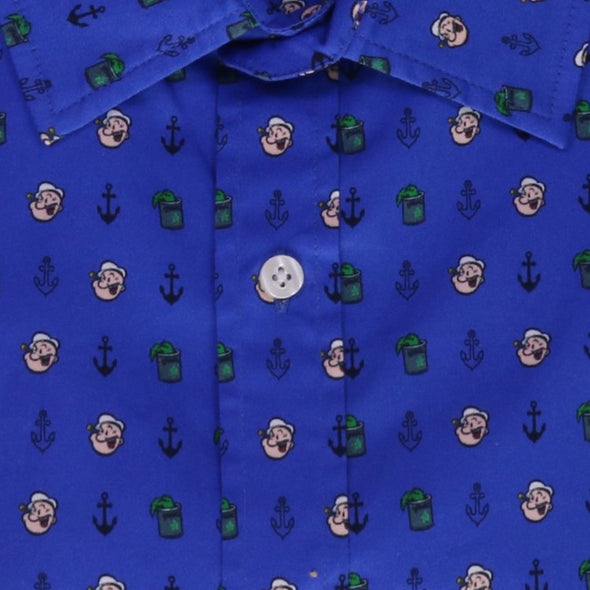 Popeye "I YAM WHAT I YAM" Short Sleeve Button Up Shirt